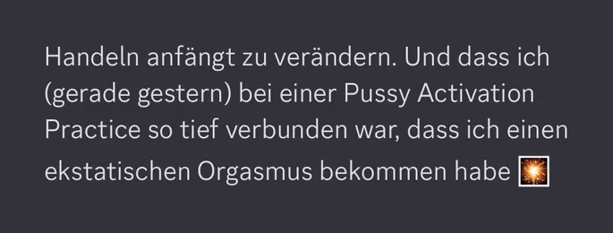 Feedback einer Teilnehmerin zu die Pussy Pleasure Activation