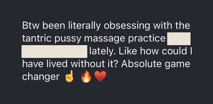 Feedback einer Teilnehmerin zu die Tantrische Pussy Massage